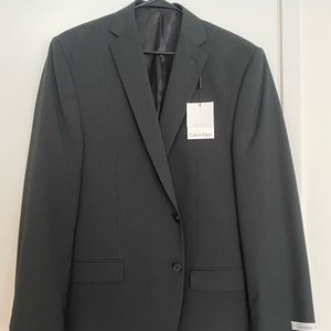NEW!  Calvin Klein Suit Jacket/Blazer, Black/Beige Pinstripe, 42L
